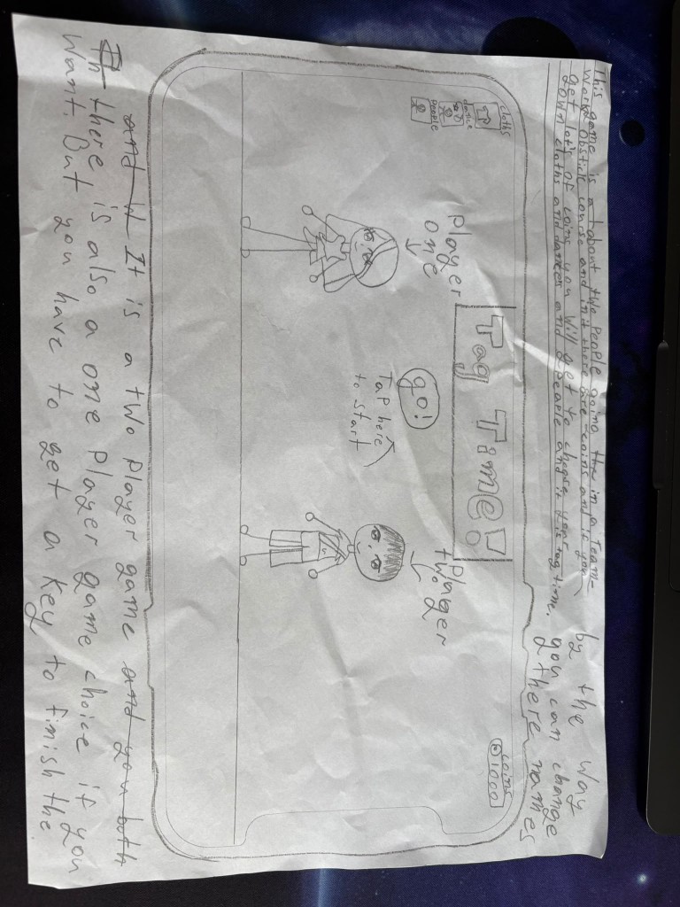 Ira's hand-drawn sketch of Tag Time!